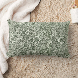 William Morris Marigold Green Floral Art Print Lumbar Cushion