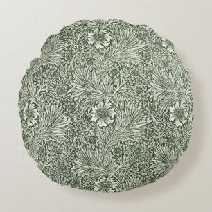 William Morris Marigold Green Floral Art Print Round Cushion
