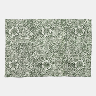 William Morris Marigold Green Floral Art Print Tea Towel