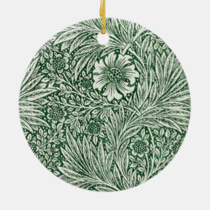 william morris marigold green floral flower ceramic ornament