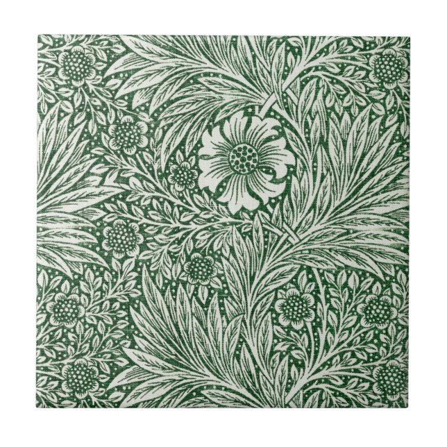 william morris marigold green floral flower ceramic tile (Front)
