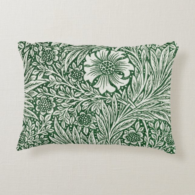 william morris marigold green floral flower decorative cushion (Back)