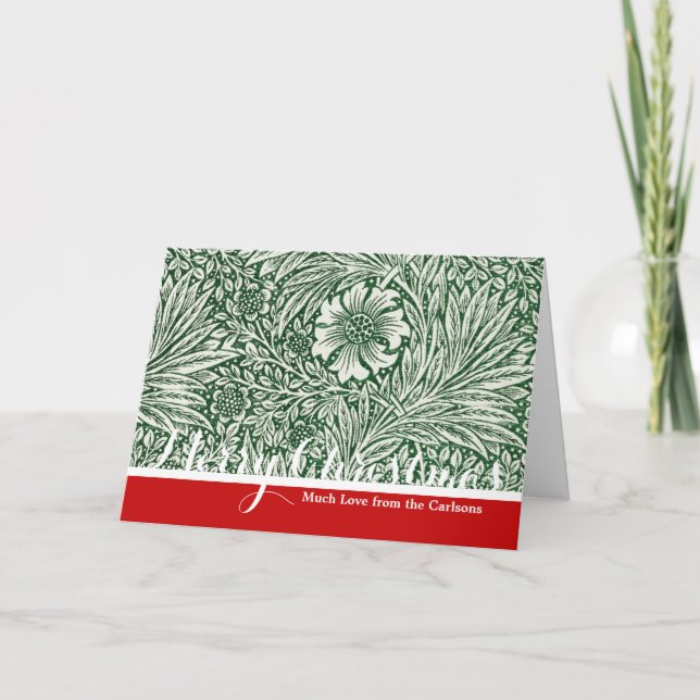 william morris marigold green floral flower holiday card (Front)