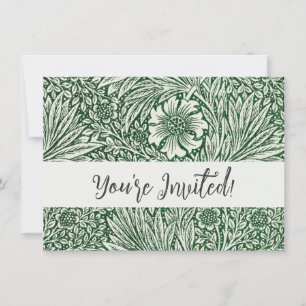 william morris marigold green floral flower invitation