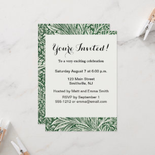 william morris marigold green floral flower invitation