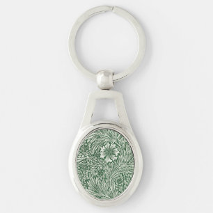 william morris marigold green floral flower key ring