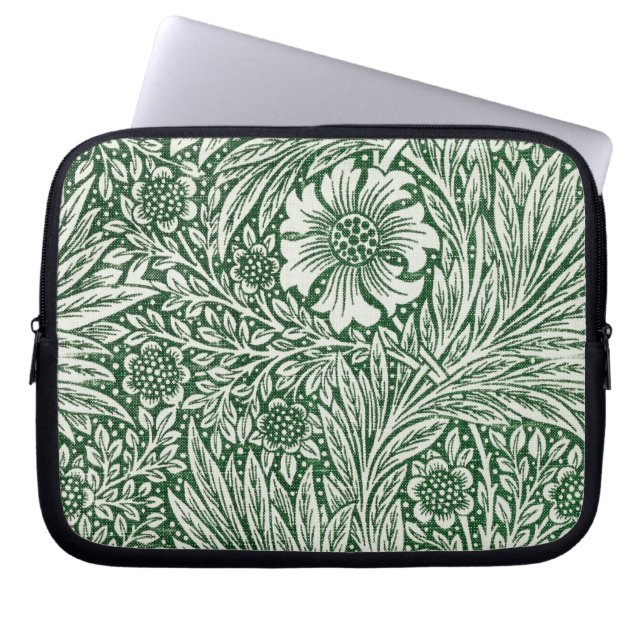 william morris marigold green floral flower laptop sleeve (Front)