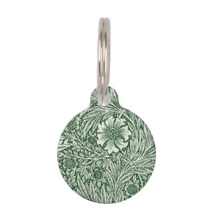 william morris marigold green floral flower pet tag