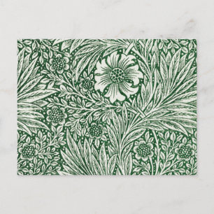 william morris marigold green floral flower postcard