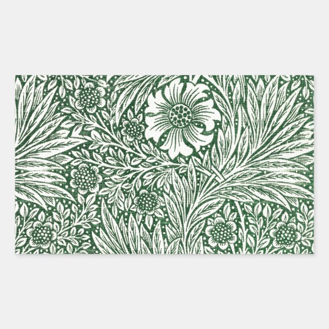 william morris marigold green floral flower rectangular sticker (Front)
