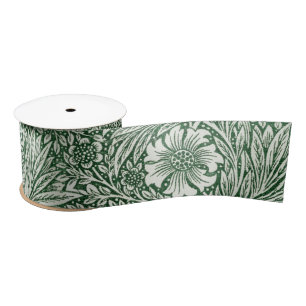 william morris marigold green floral flower satin ribbon