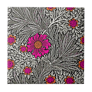 William Morris Marigold, Grey / Grey, and White Ceramic Tile