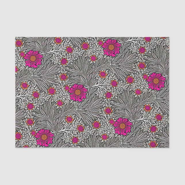 William Morris Marigold, Grey / Grey, and White Tissue Paper (Front)