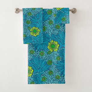 William Morris Marigold, Turquoise & Cobalt Blue Bath Towel Set