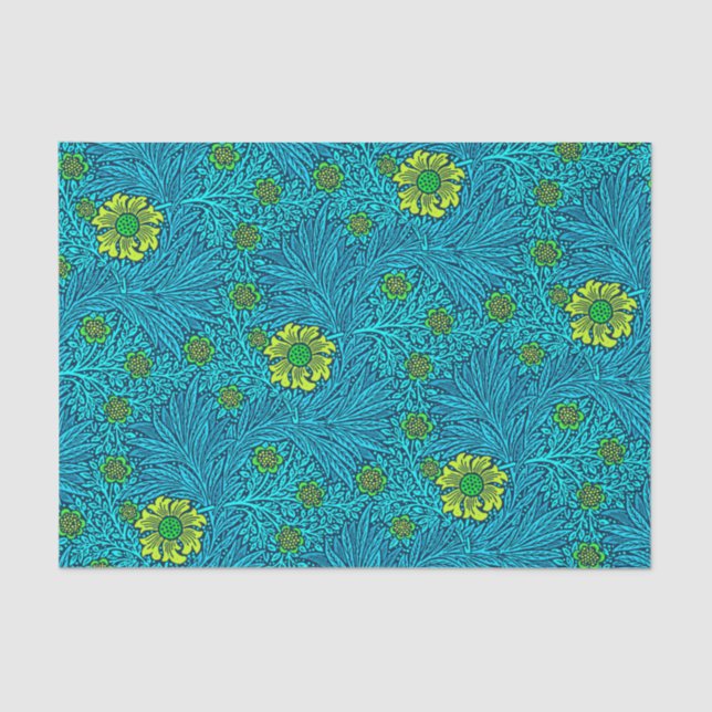 William Morris Marigold, Turquoise & Cobalt Blue Tissue Paper (Front)