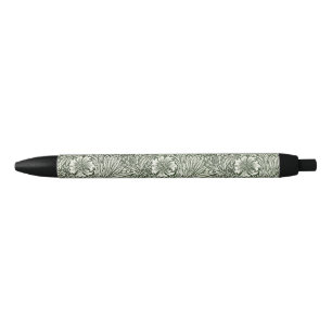 William Morris Marigold Vintage Green Floral Black Ink Pen