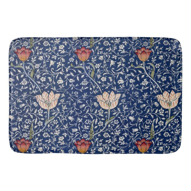 William Morris Medway Blue Floral Bath Mat (Front)