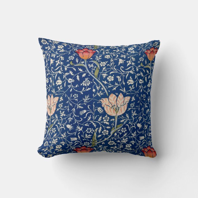 William Morris Medway Blue Floral  Cushion (Front)