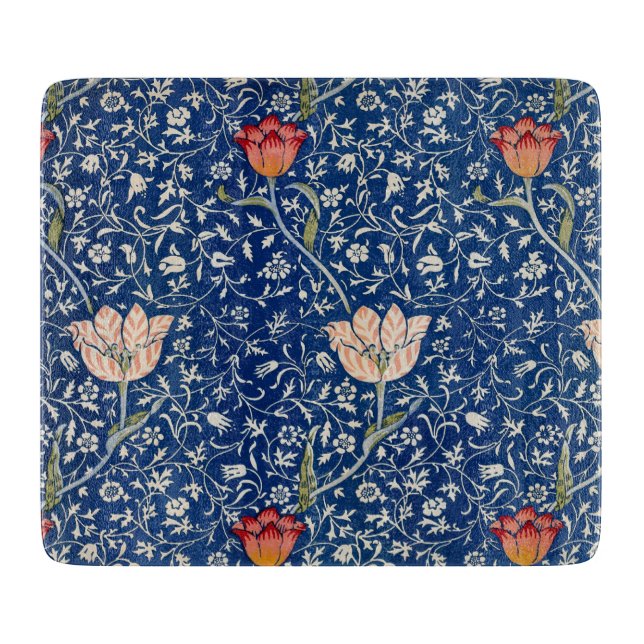 William Morris Medway Blue Floral  Cutting Board (Front)