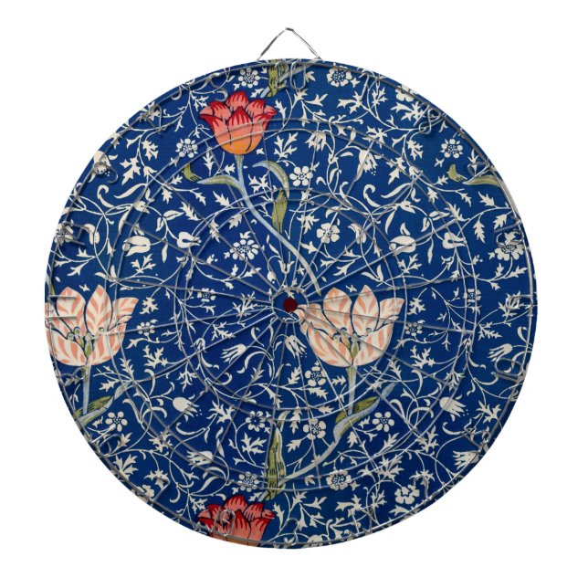 William Morris Medway Blue Floral  Dartboard (Front)