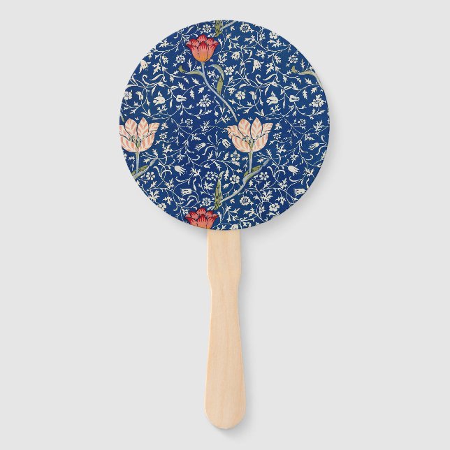 William Morris Medway Blue Floral  Hand Fan (Front)