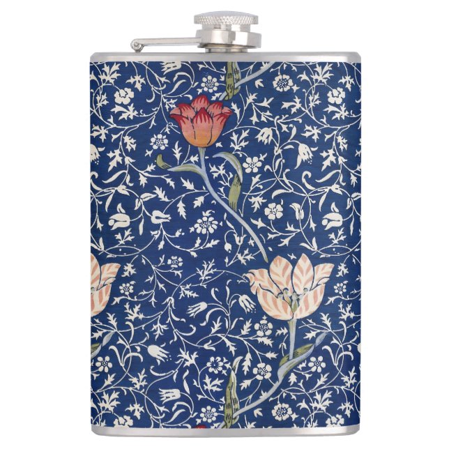 William Morris Medway Blue Floral Hip Flask (Front)