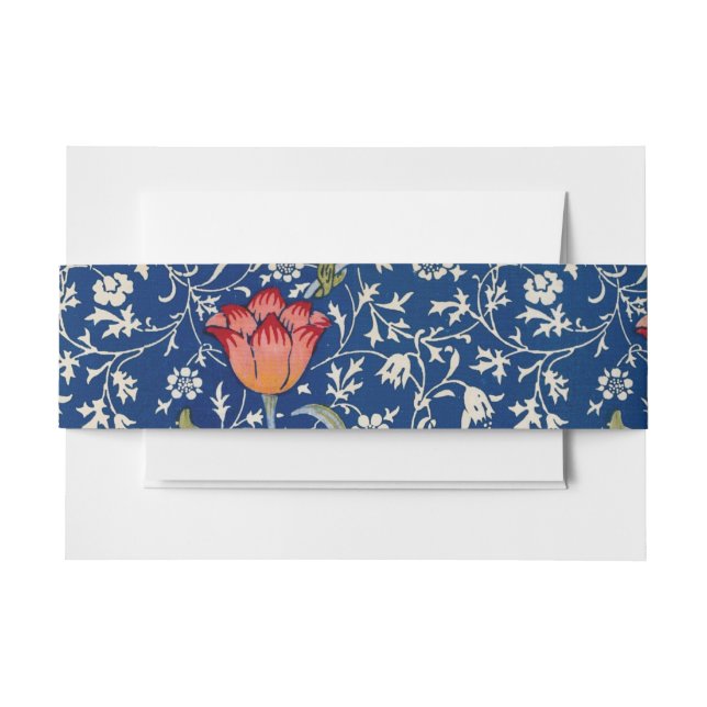 William Morris Medway Blue Floral  Invitation Belly Band (Front Example)