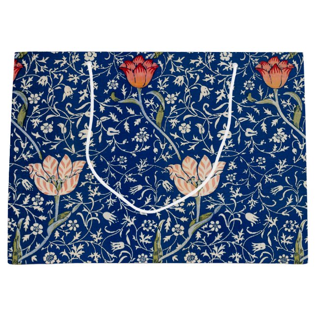 William Morris Medway Blue Floral  Large Gift Bag (Front)