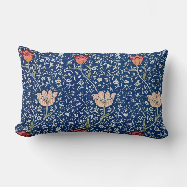 William Morris Medway Blue Floral  Lumbar Cushion (Front)