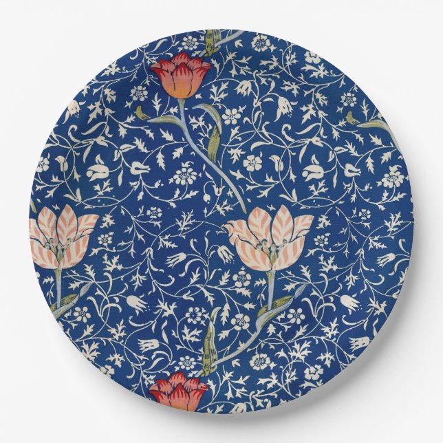 William Morris Medway Blue Floral  Paper Plate (Front)