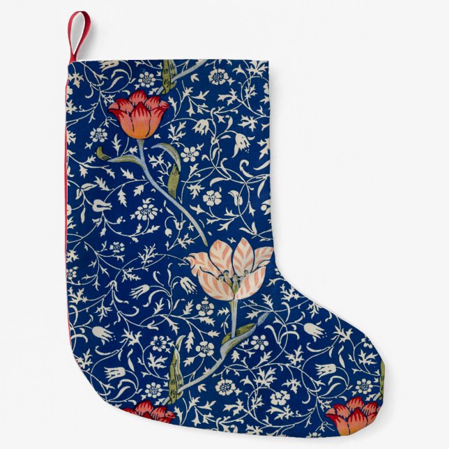William Morris Medway Blue Floral  Small Christmas Stocking (Front)