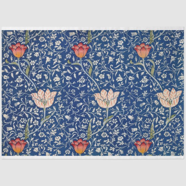William Morris Medway Blue Floral  Tissue Paper (Front)