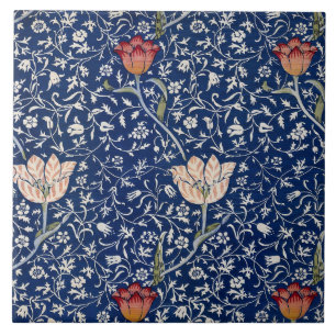 William Morris Medway Blue Tulip Floral Art Ceramic Tile