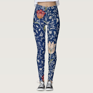 William Morris Medway Blue Tulip Floral Art Leggings