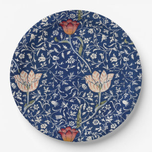 William Morris Medway Blue Tulip Floral Art Paper Plate