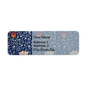 William Morris Medway Blue Tulip Floral Art Return Address Label