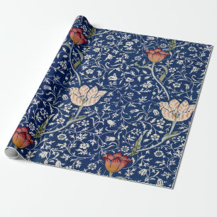 William Morris Medway Blue Tulip Floral Art Wrapping Paper