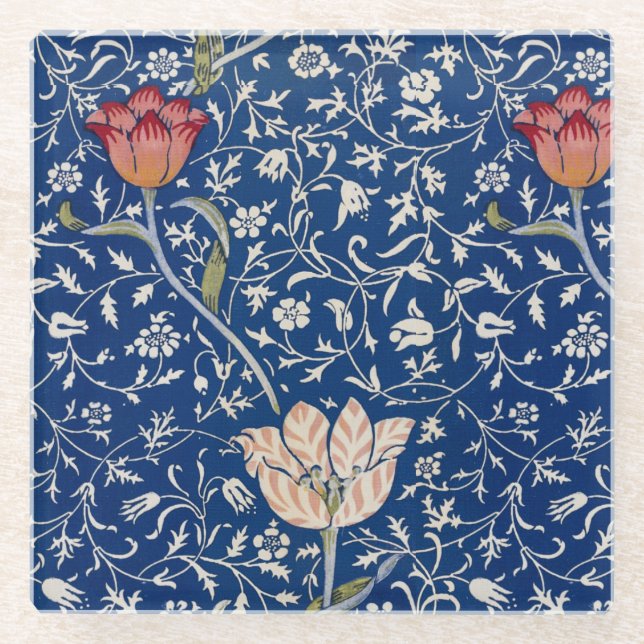 William Morris Medway Pattern Glass Coaster (Front)