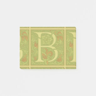 William Morris Monogram Letter B Floral Red Green Post-it Notes