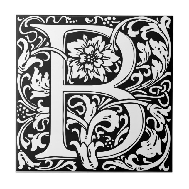 William Morris Monogrammed Letter B  Ceramic Tile (Front)