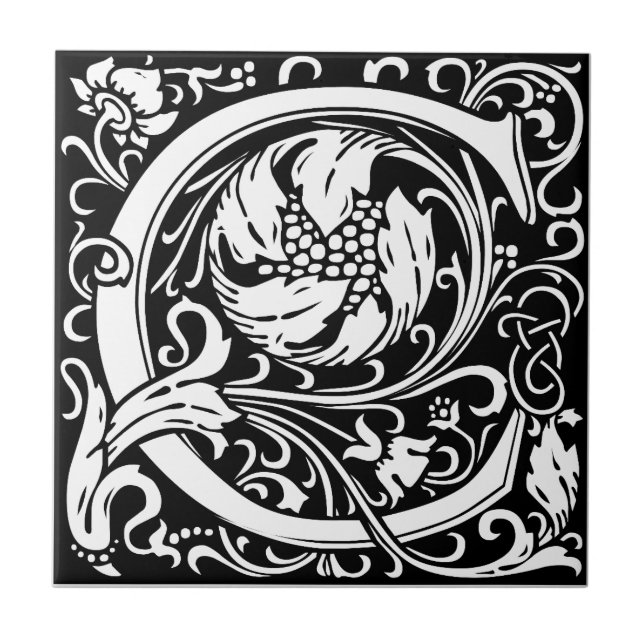 William Morris Monogrammed Letter C Ceramic Tile (Front)