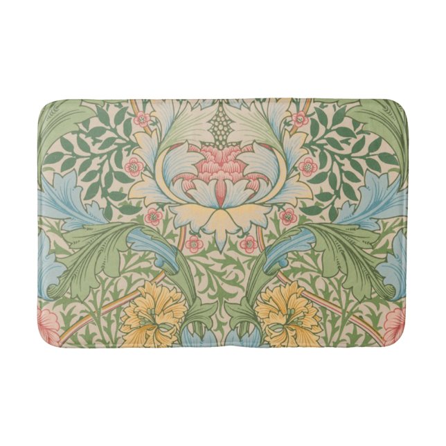 William Morris Myrtle Flower Floral Botanical Bath Mat (Front)