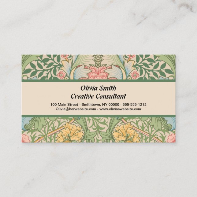 William Morris Myrtle Flower Floral Botanical Business Card (Front)