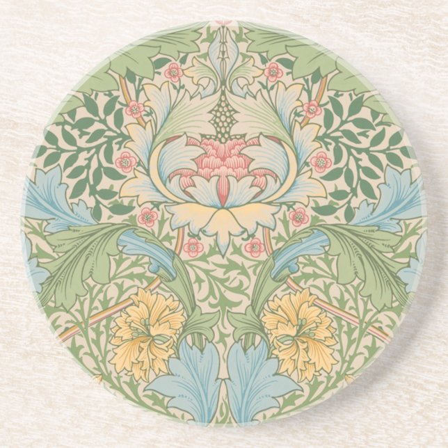 William Morris Myrtle Flower Floral Botanical Coaster (Front)