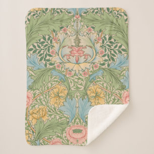 William Morris Myrtle Flower Floral Botanical Sherpa Blanket