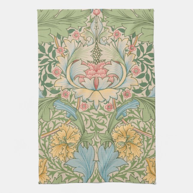 William Morris Myrtle Flower Floral Botanical Tea Towel (Vertical)