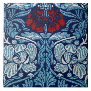 William Morris Navy Blue Tulip Rose Wallpaper Ceramic Tile