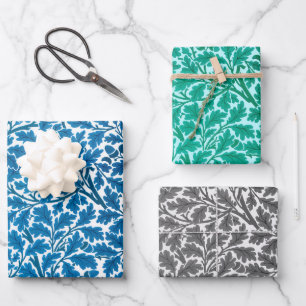 William Morris Oak Leaves,  Blue,Turquoise & Grey  Wrapping Paper Sheet