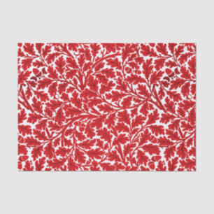 William Morris Oak Leaves, Deep Red and White Tissue Paper