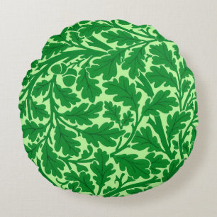 William Morris Oak Leaves, Emerald Green Round Cushion